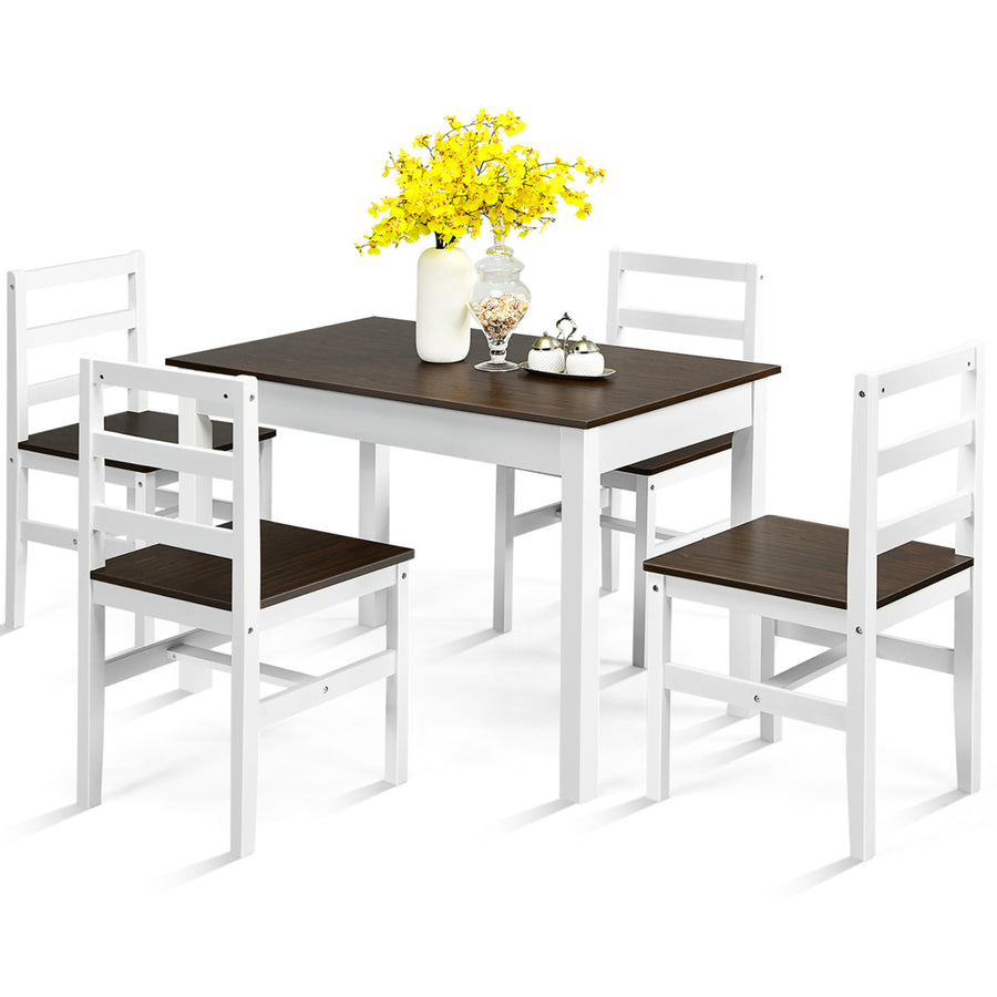 5pcs Dining Set Solid Wood Compact Kitchen Table and 4 Chairs Modern Image 1