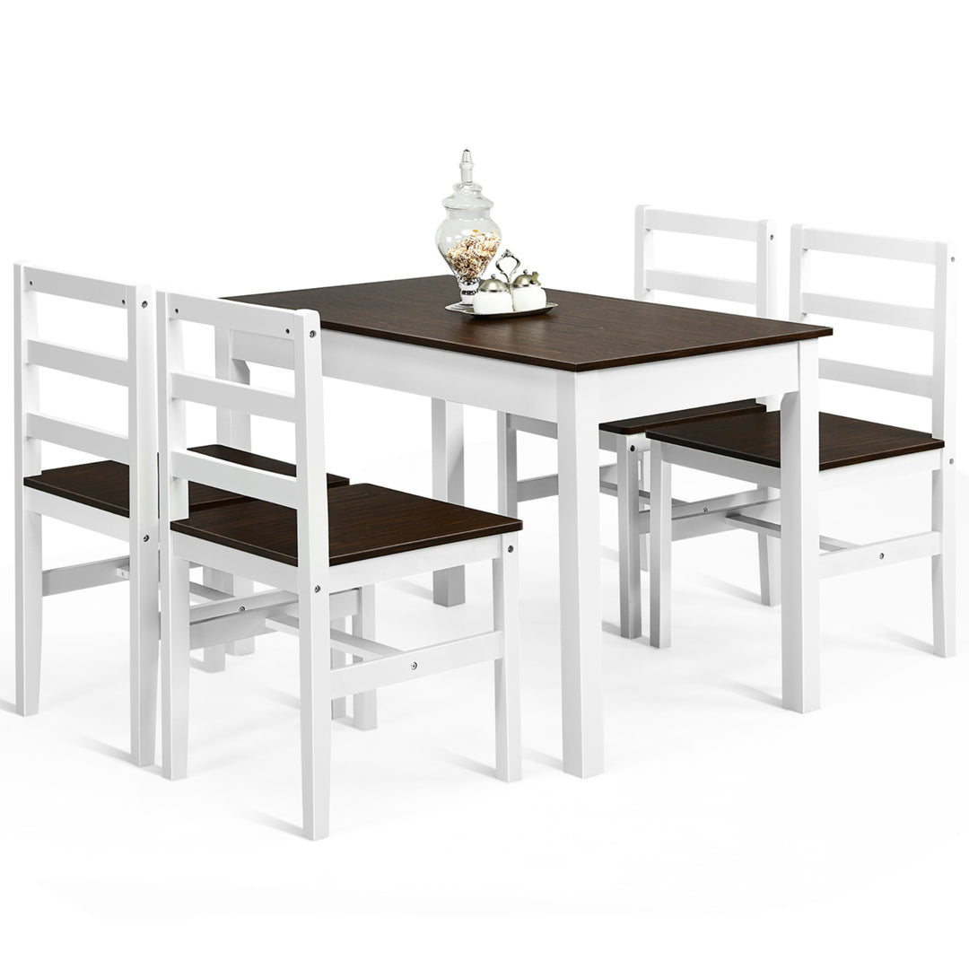 5pcs Dining Set Solid Wood Compact Kitchen Table and 4 Chairs Modern Image 10