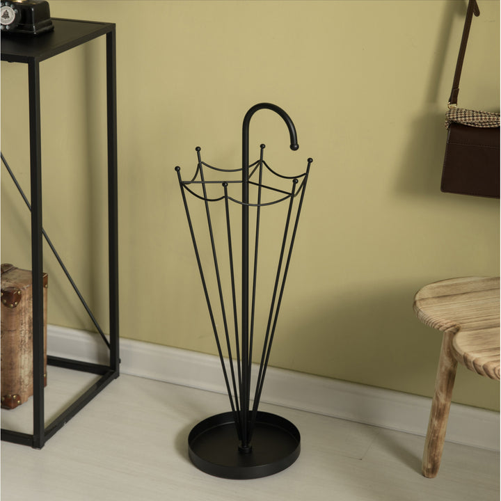 Black Umbrella Holder Stand Metal Indoor Outdoor Organizer 28.25 Inch Tall Image 6