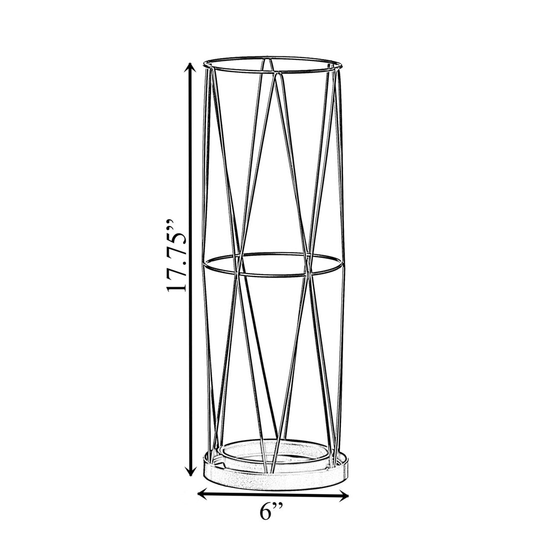 Gold Metal Umbrella Stand Holder 6x6x17.75 Inch Indoor Outdoor with Drip Tray Image 4