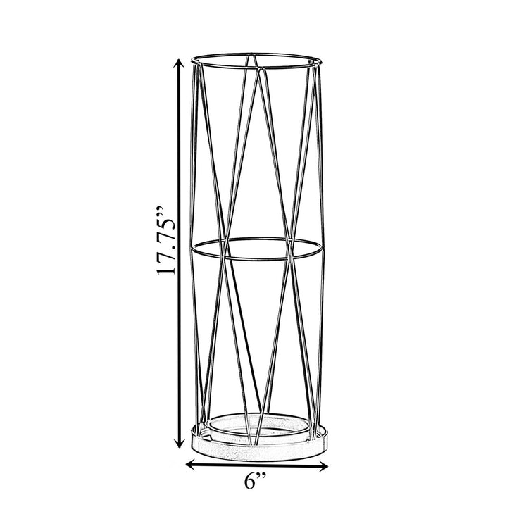 Gold Metal Umbrella Stand Holder 6x6x17.75 Inch Indoor Outdoor with Drip Tray Image 4