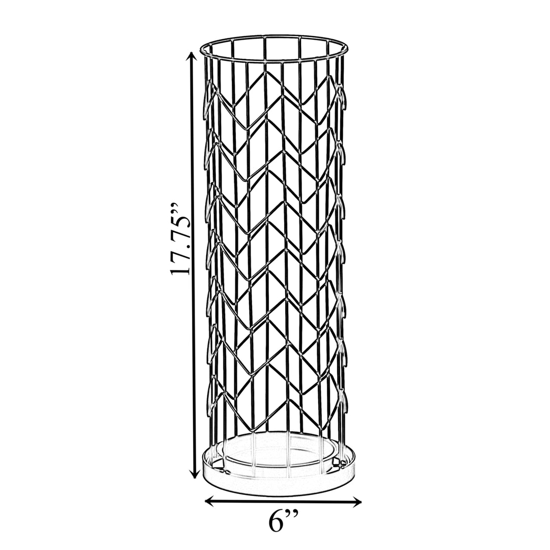 Black Metal Umbrella Holder Stand 6x6x17.75 Indoor Outdoor with Drip Tray Image 4