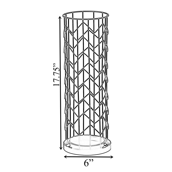 Black Metal Umbrella Holder Stand 6x6x17.75 Indoor Outdoor with Drip Tray Image 4