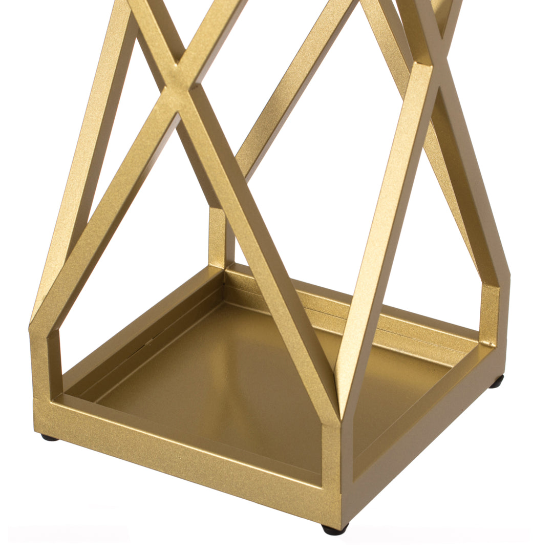 Gold Metal Square Umbrella Holder Stand 10.75"x24.5" Indoor Outdoor Organizer Image 7