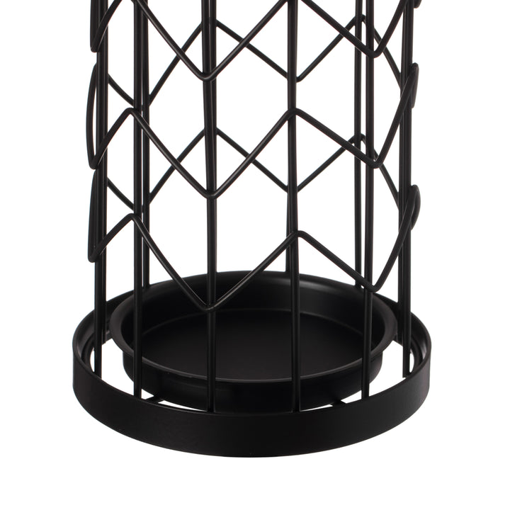 Black Metal Umbrella Holder Stand 6x6x17.75 Indoor Outdoor with Drip Tray Image 7