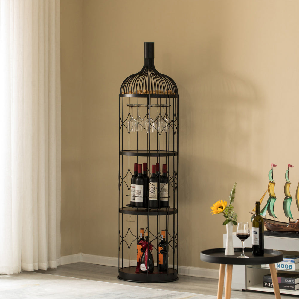 Creative Bottle Shaped Black Wine Holder Rack Holder for Dining Room, Office, and Entryway Image 2