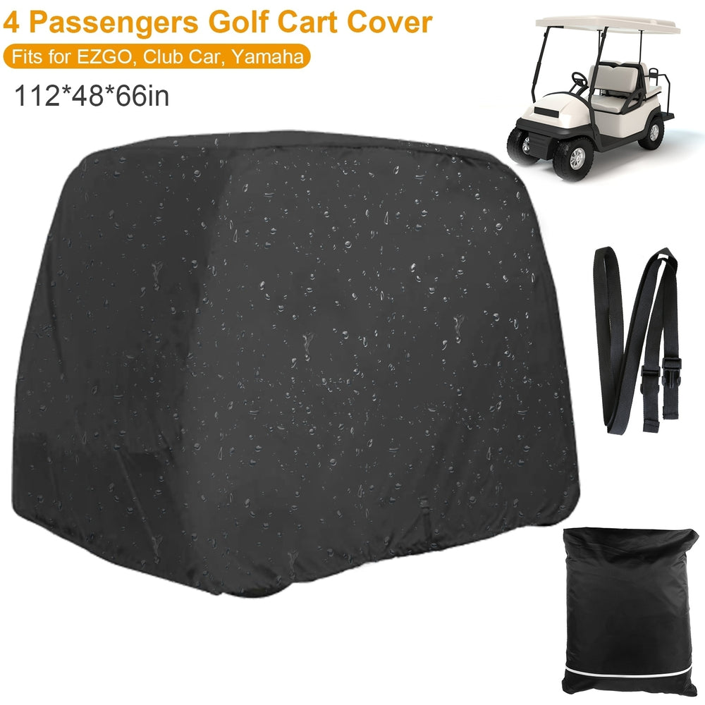 Universal 4 Passengers Golf Cart Cover 210D Water Resistant UV Resistant Outdoor Cover Fits For EZGO Club Car Yamaha Image 2