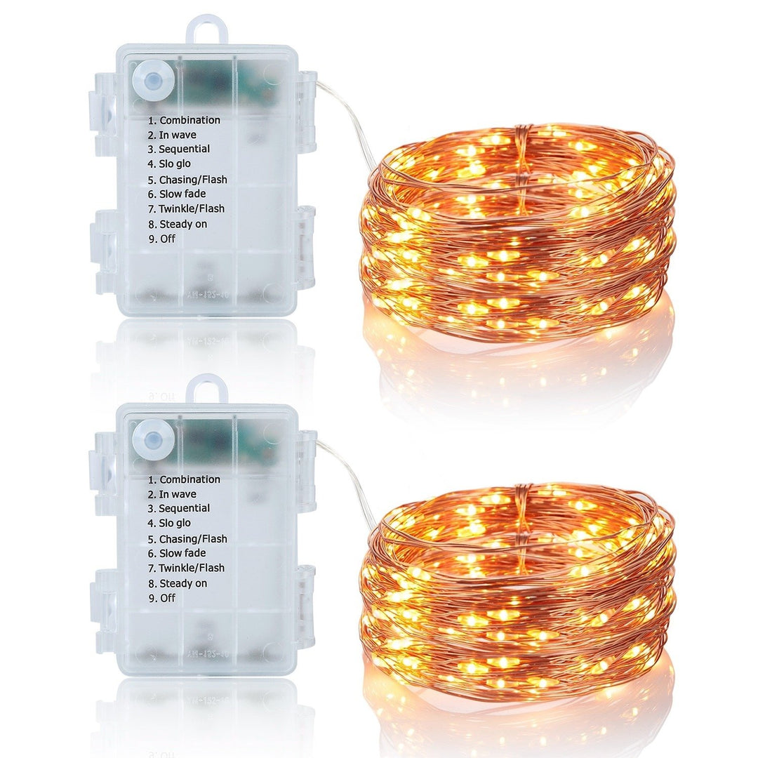 LED String Lights 100LED 32.8FT Copper Fairy Lights with Remote Control Waterproof Image 1