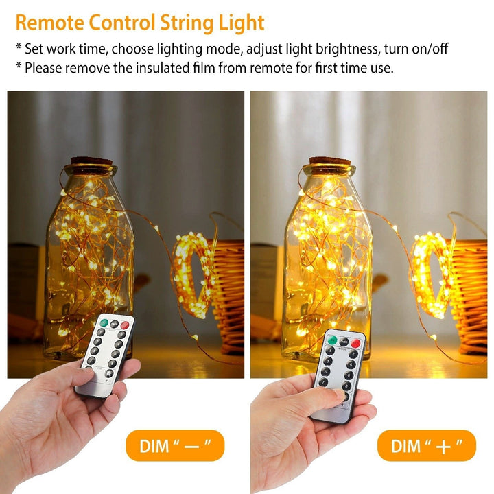 LED String Lights 100LED 32.8FT Copper Fairy Lights with Remote Control Waterproof Image 3