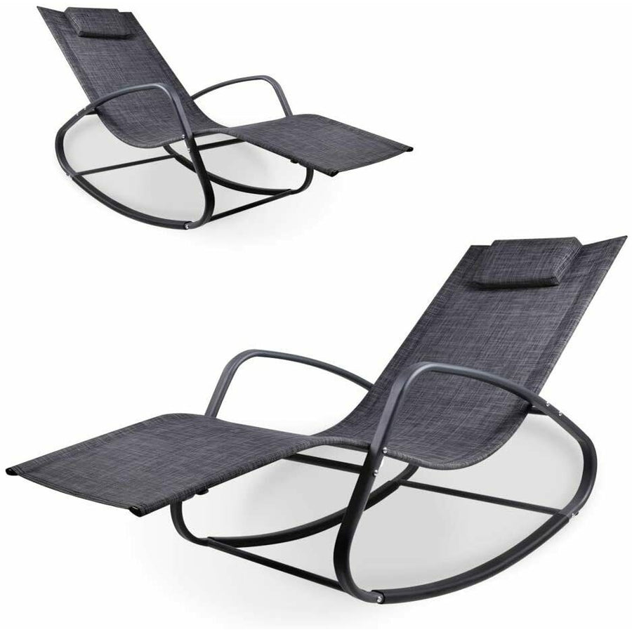 Zero Gravity Rocking Chair Wavy Patio Lounge Chair for Indoor Outdoor Garden Image 1