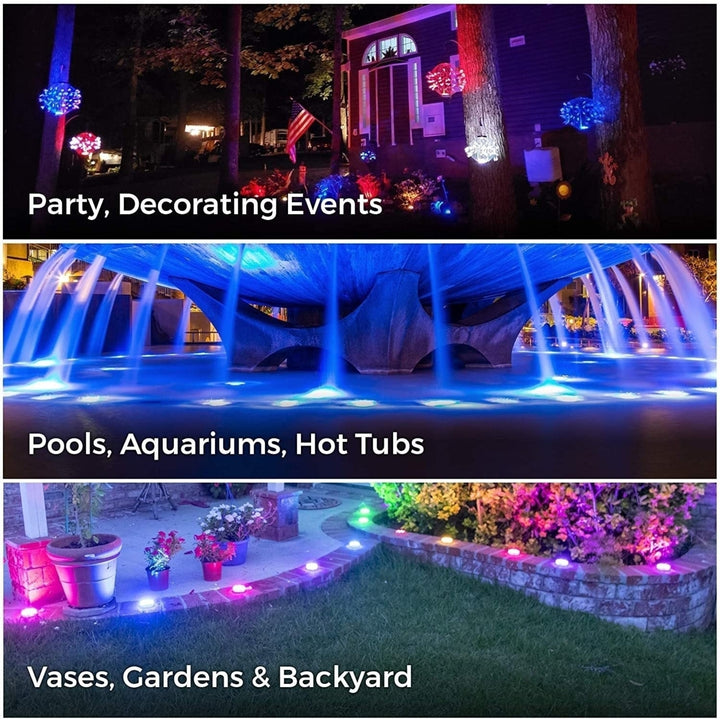 (4 Pack) Multicolor Accent Submersible Waterproof LED Lights Remote Controlled Image 7