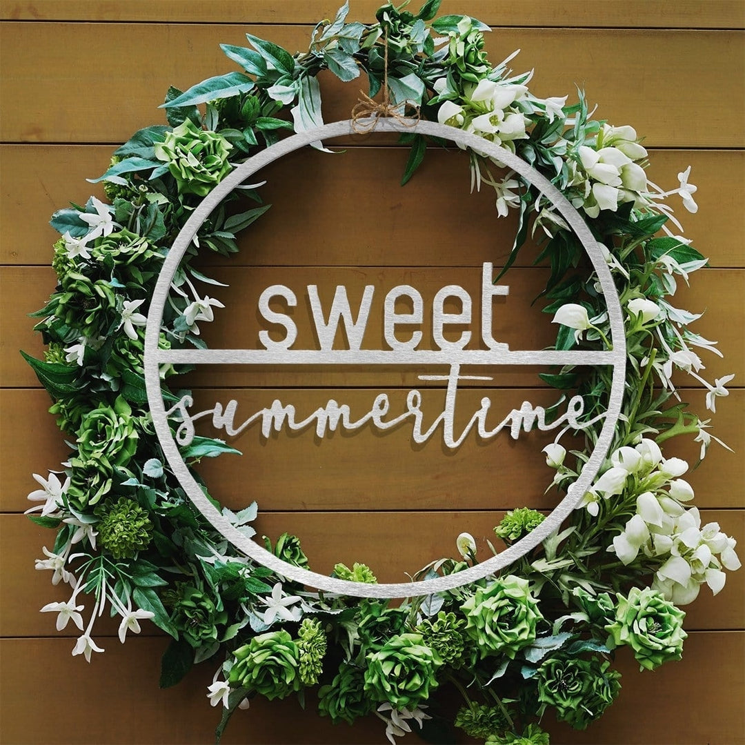 Minimalist Summer Greetings - Patriotic or Summer Metal Sign for Front Door Wreath Image 3