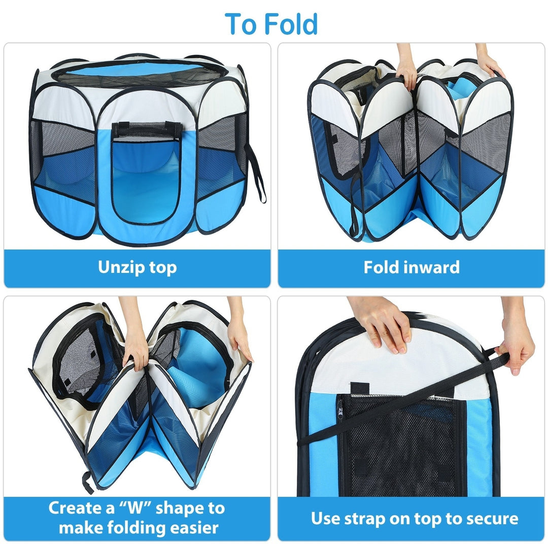 Petluv Portable Foldable Pet Playpen Kennel Waterproof 8-Panel Zipper Top 35.8In Image 3