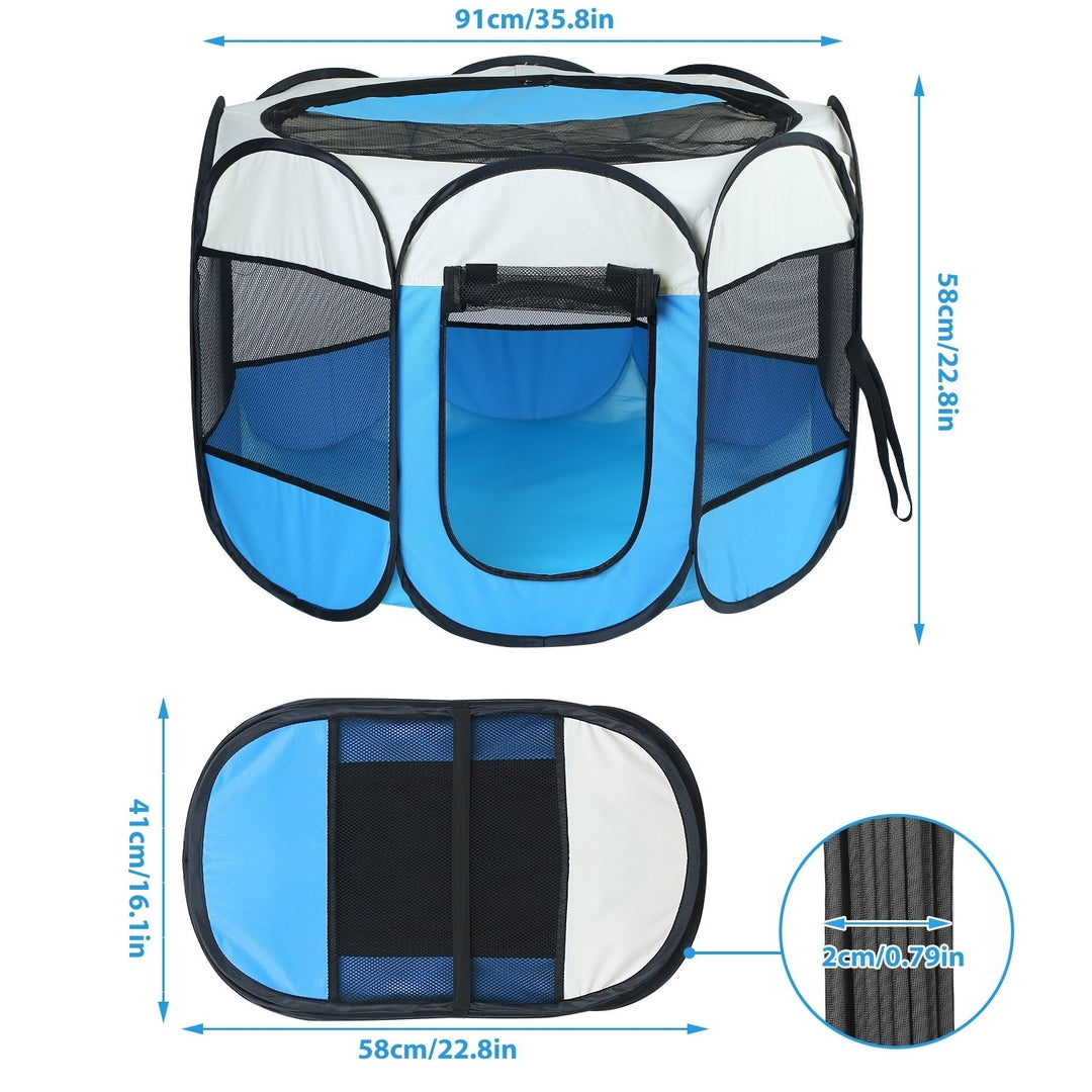 Petluv Portable Foldable Pet Playpen Kennel Waterproof 8-Panel Zipper Top 35.8In Image 4