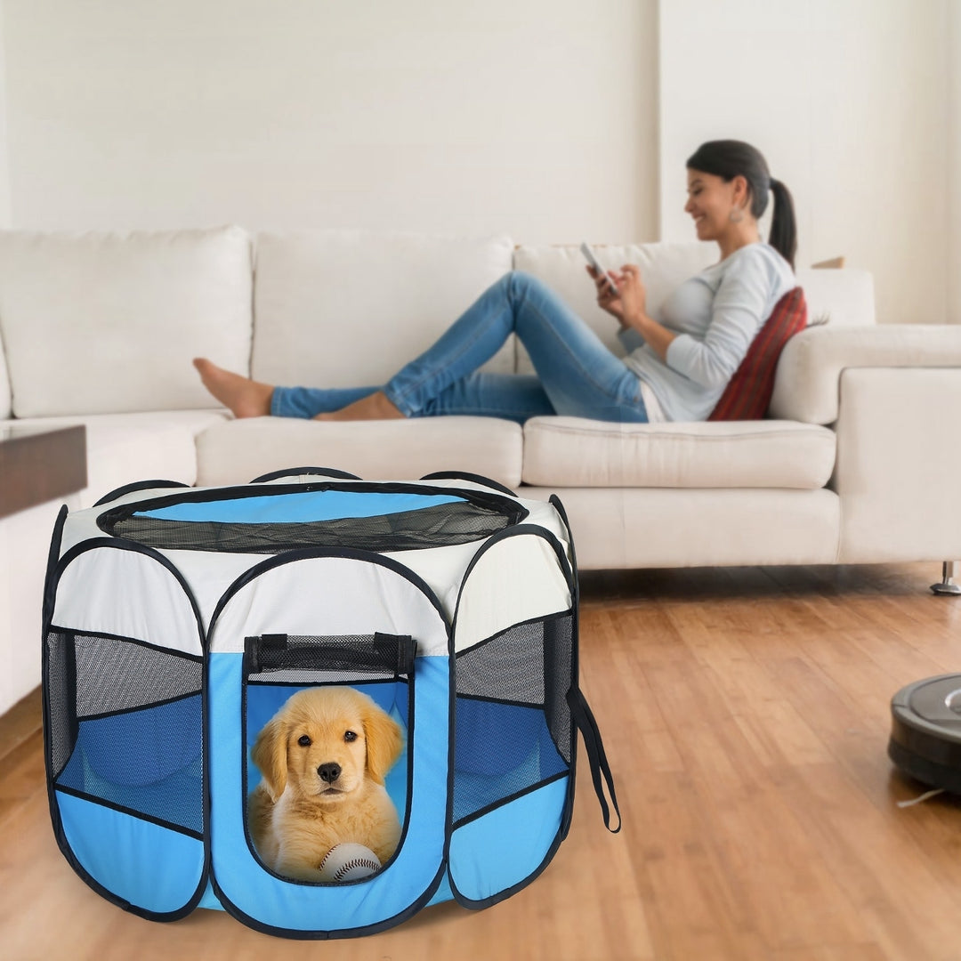 Petluv Portable Foldable Pet Playpen Kennel Waterproof 8-Panel Zipper Top 35.8In Image 5