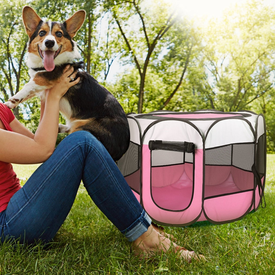 Petluv Portable Foldable Pet Playpen Kennel Waterproof 8-Panel Zipper Top 35.8In Image 6