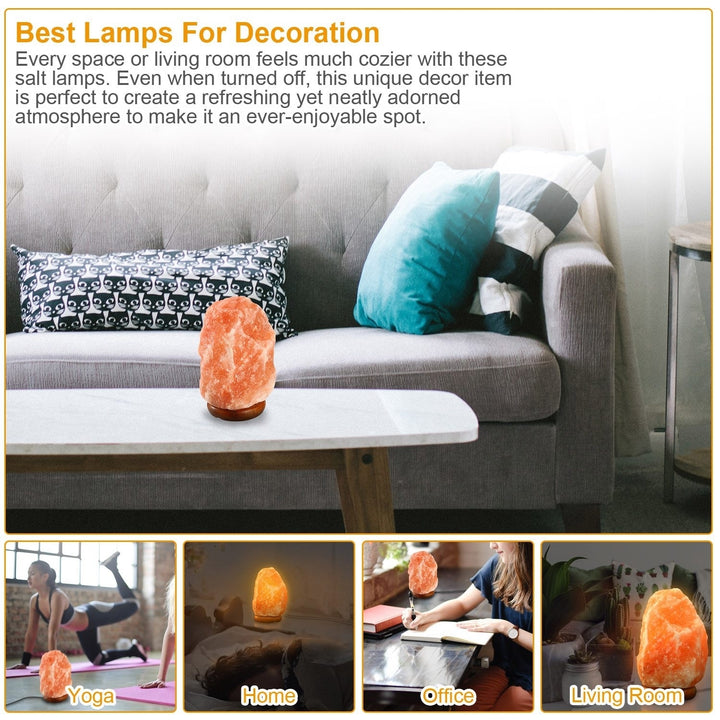 Salt Lamp Crystal Rock Salt Lamp with Dimmer Switch Hand Carved Table Lamps Night Light with Wood Base Image 5