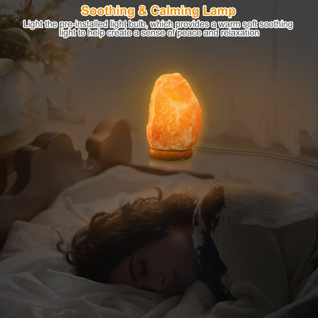 Salt Lamp Crystal Rock Salt Lamp with Dimmer Switch Hand Carved Table Lamps Night Light with Wood Base Image 7