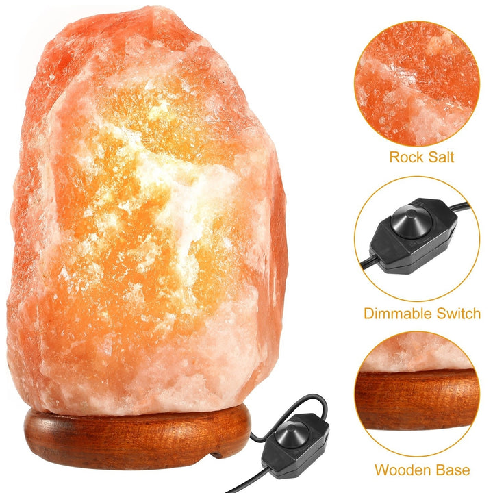 Salt Lamp Crystal Rock Salt Lamp with Dimmer Switch Hand Carved Table Lamps Night Light with Wood Base Image 9