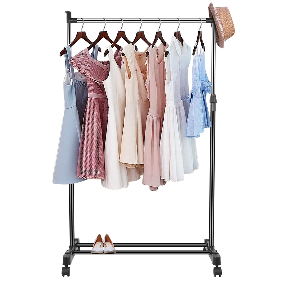 33lbs Adjustable Garment Rack Foldable Clothes Hanger with Wheels 3.12ft 4.80ft Image 1