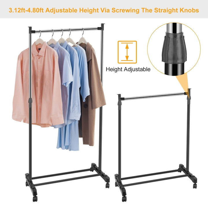 33lbs Adjustable Garment Rack Foldable Clothes Hanger with Wheels 3.12ft 4.80ft Image 2