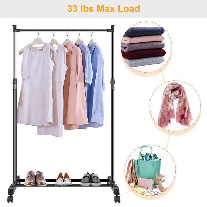 33lbs Adjustable Garment Rack Foldable Clothes Hanger with Wheels 3.12ft 4.80ft Image 4