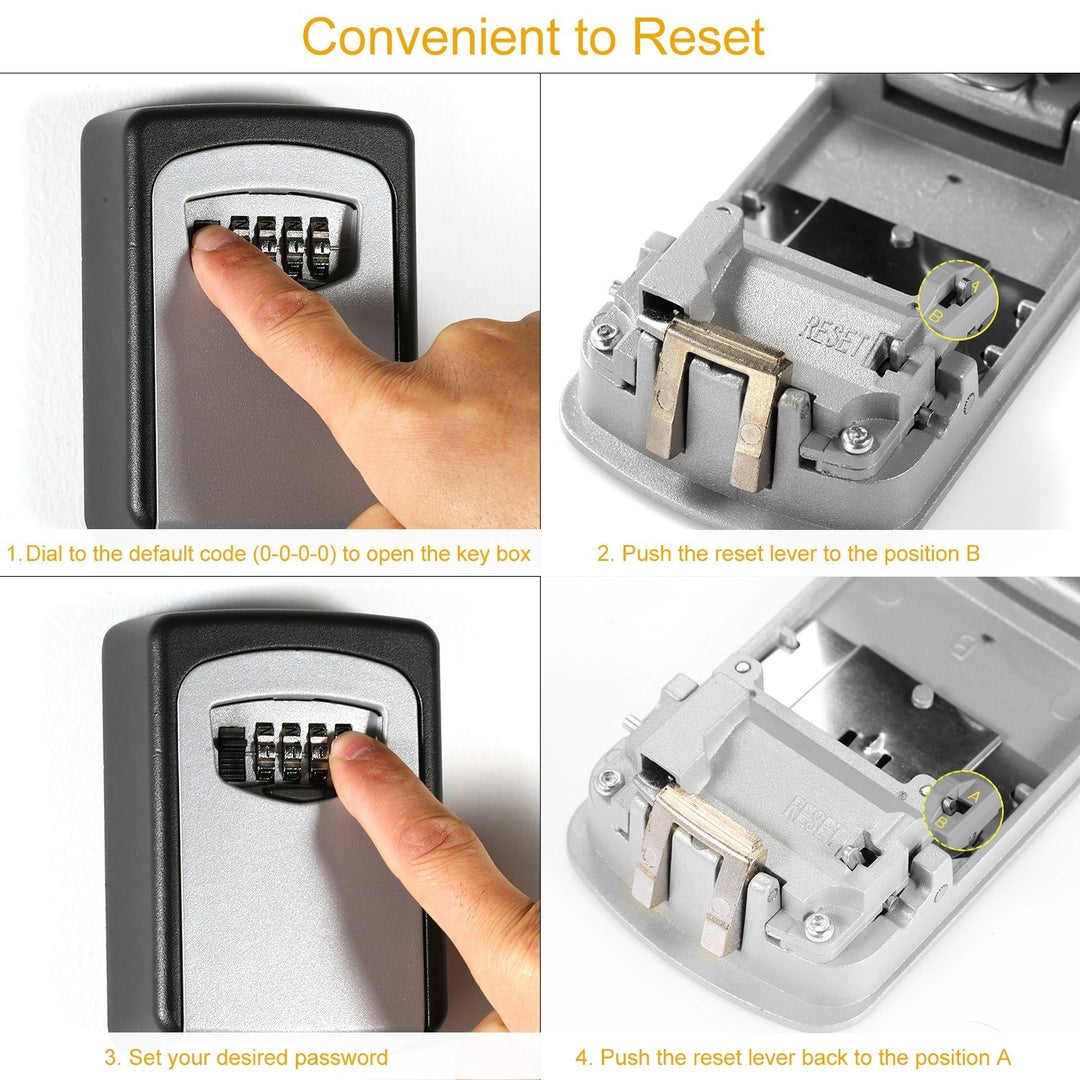 Zinc Alloy Key Lock Box 4 Digit Combination Waterproof Wall Mounted Outdoor Image 6