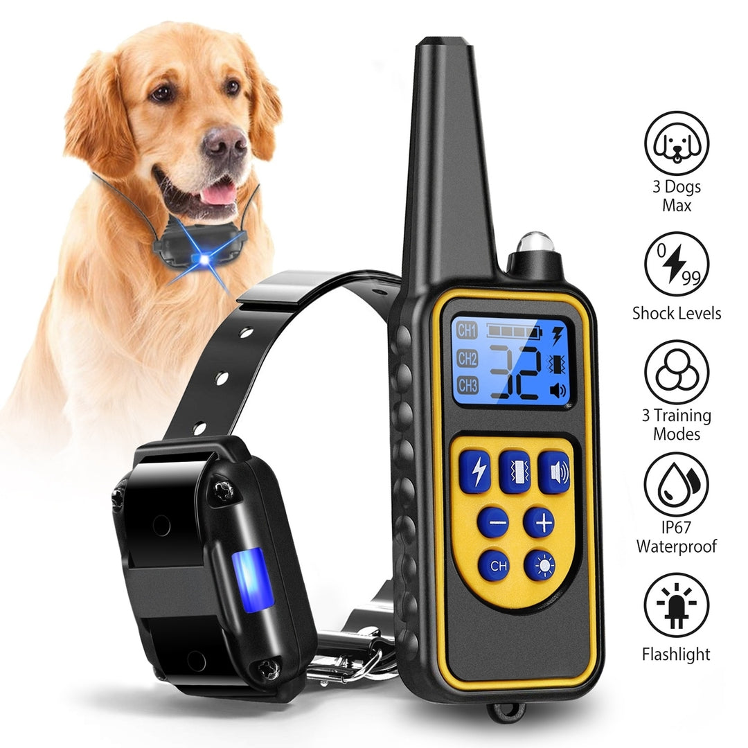 Dog Training Collar Waterproof Rechargeable Remote Control 2625ft 4 Modes Image 2