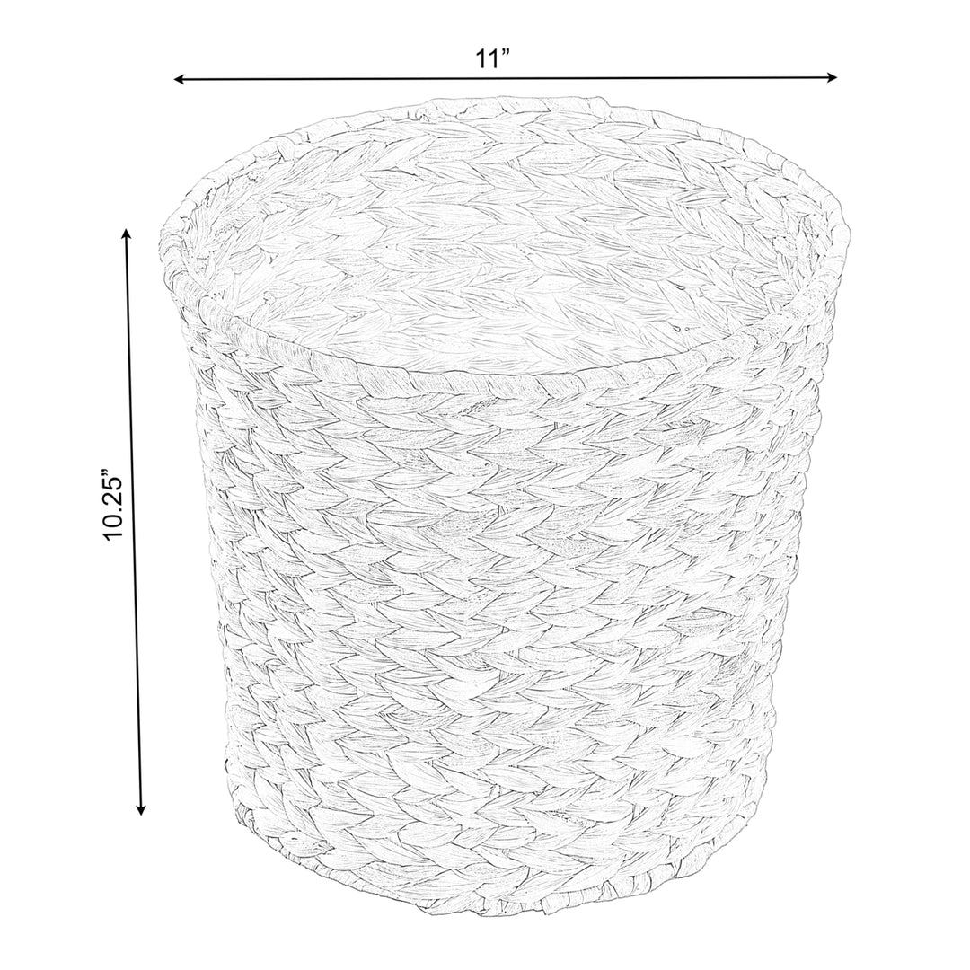 Natural Water Hyacinth Round Waste Basket Image 3