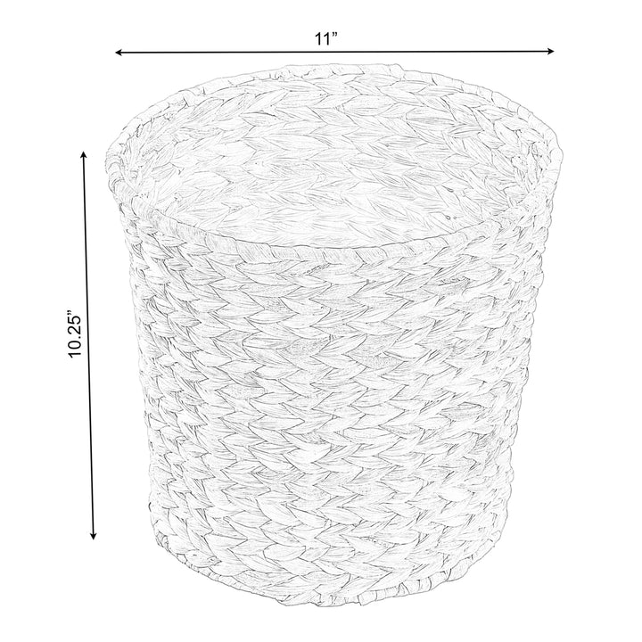 Natural Water Hyacinth Round Waste Basket Image 3