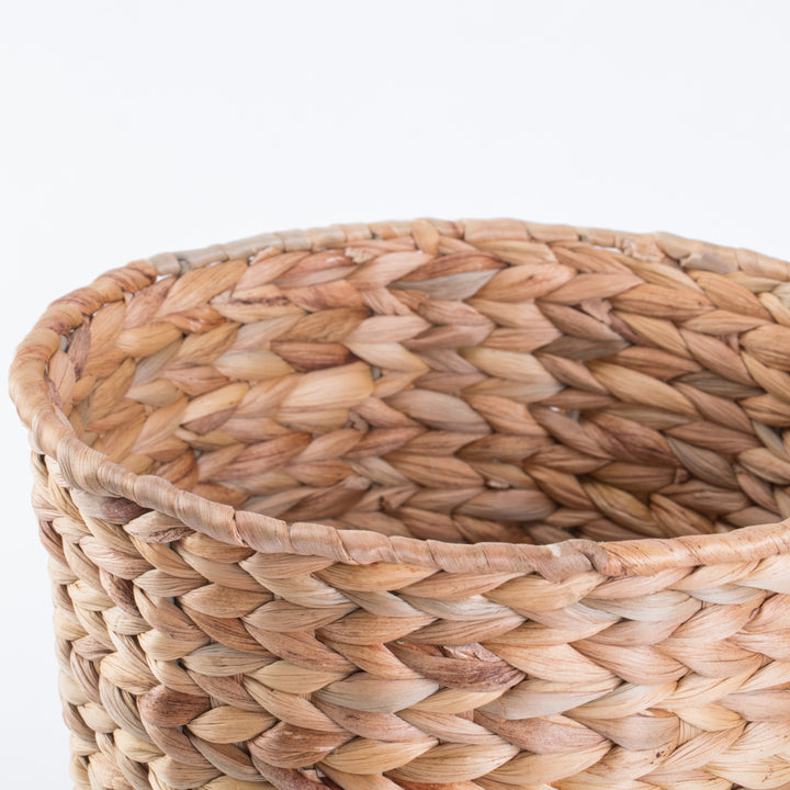 Natural Water Hyacinth Round Waste Basket Image 4