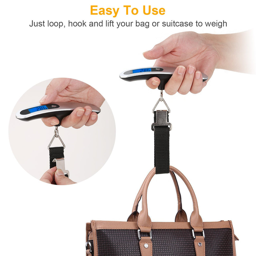 Portable Digital Luggage Scale 50kg 10g LCD Hanging Travel Weight Scale Silver Image 3