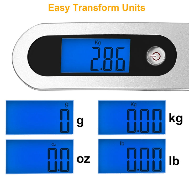 Portable Digital Luggage Scale 50kg 10g LCD Hanging Travel Weight Scale Silver Image 5