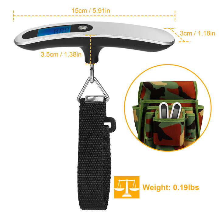 Portable Digital Luggage Scale 50kg 10g LCD Hanging Travel Weight Scale Silver Image 8