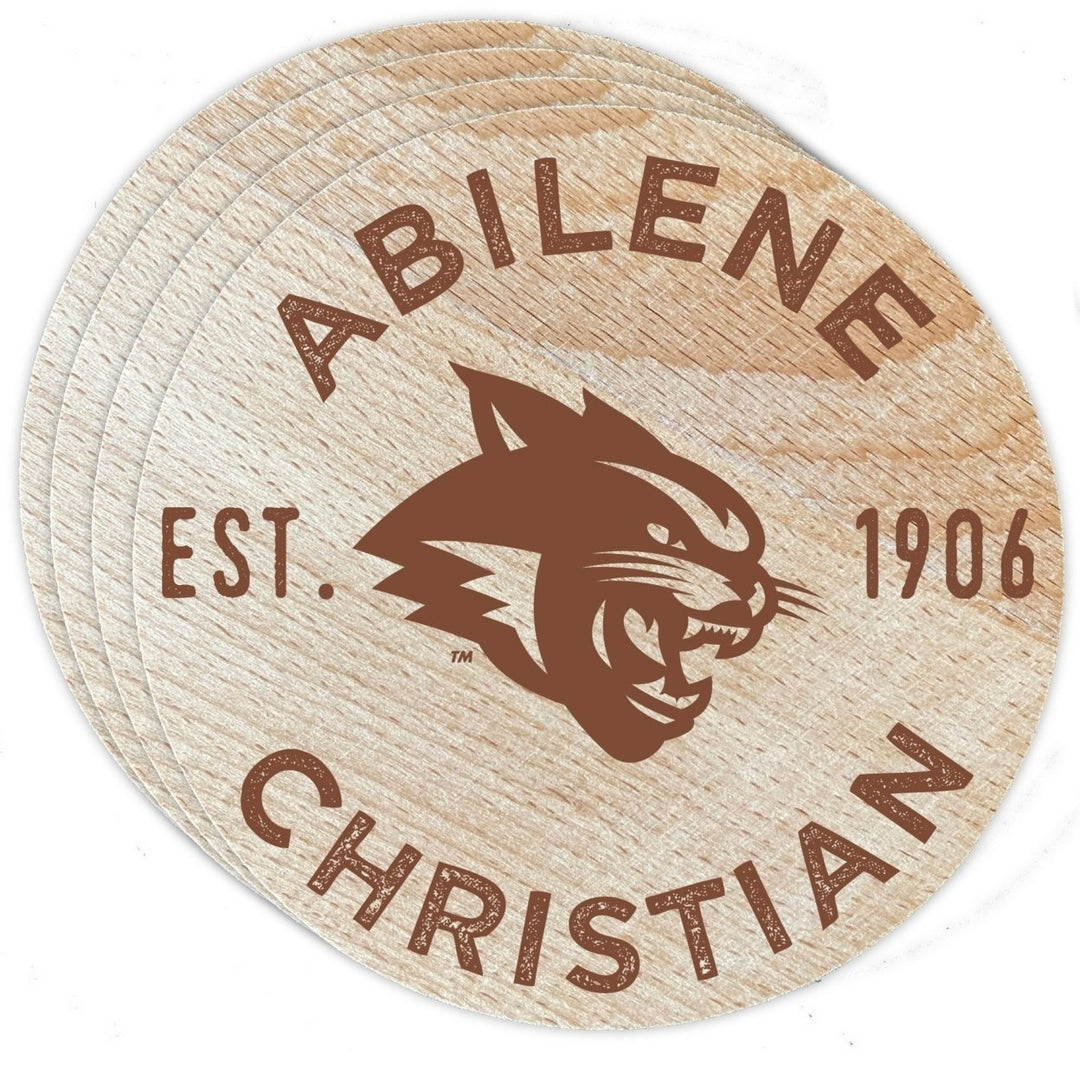 Abilene Christian University Officially Licensed Wood Coasters (4-Pack) - Laser Engraved, Never Fade Design Image 1