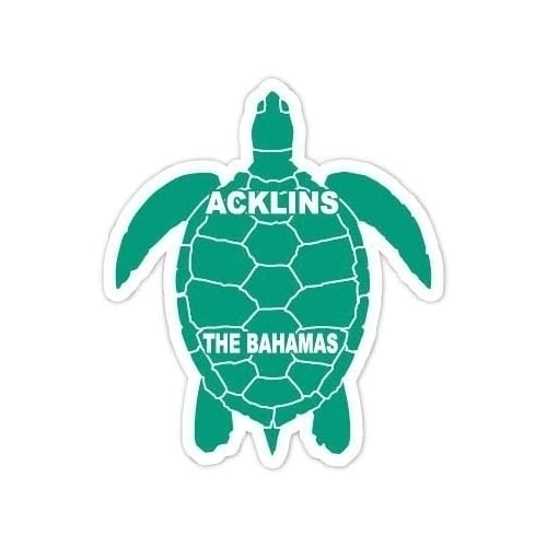 Acklins The Bahamas 4 Inch Green Turtle Shape Decal Sticker Image 1