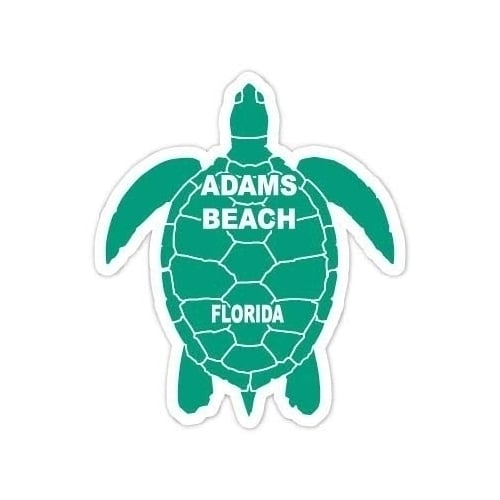 Adams Beach Florida 4 Inch Green Turtle Shape Decal Sticker Image 1