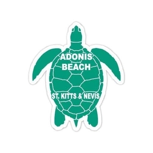 Adonis Beach St. Kitts and Nevis 4 Inch Green Turtle Shape Decal Sticker Image 1