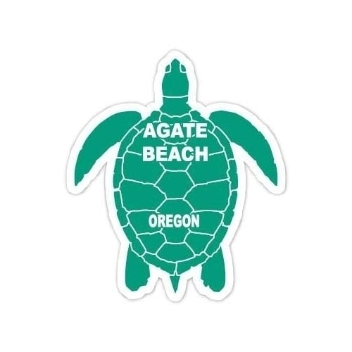 Agate Beach Oregon 4 Inch Green Turtle Shape Decal Sticker Image 1