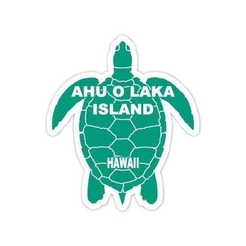 AHU O Laka Island Hawaii Souvenir 4 Inch Green Turtle Shape Decal Sticker Image 1