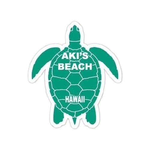 Akis Beach Hawaii Souvenir 4 Inch Green Turtle Shape Decal Sticker Image 1