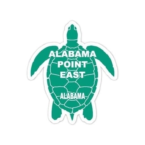 Alabama Point East Alabama Souvenir 4 Inch Green Turtle Shape Decal Sticker Image 1