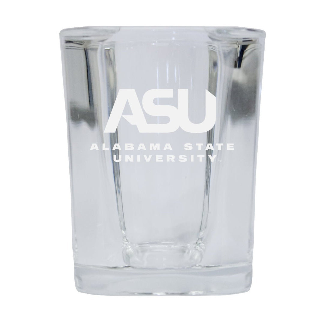 Alabama State University NCAA Collectors Edition 2oz Square Shot Glass - Laser Etched Logo Image 1