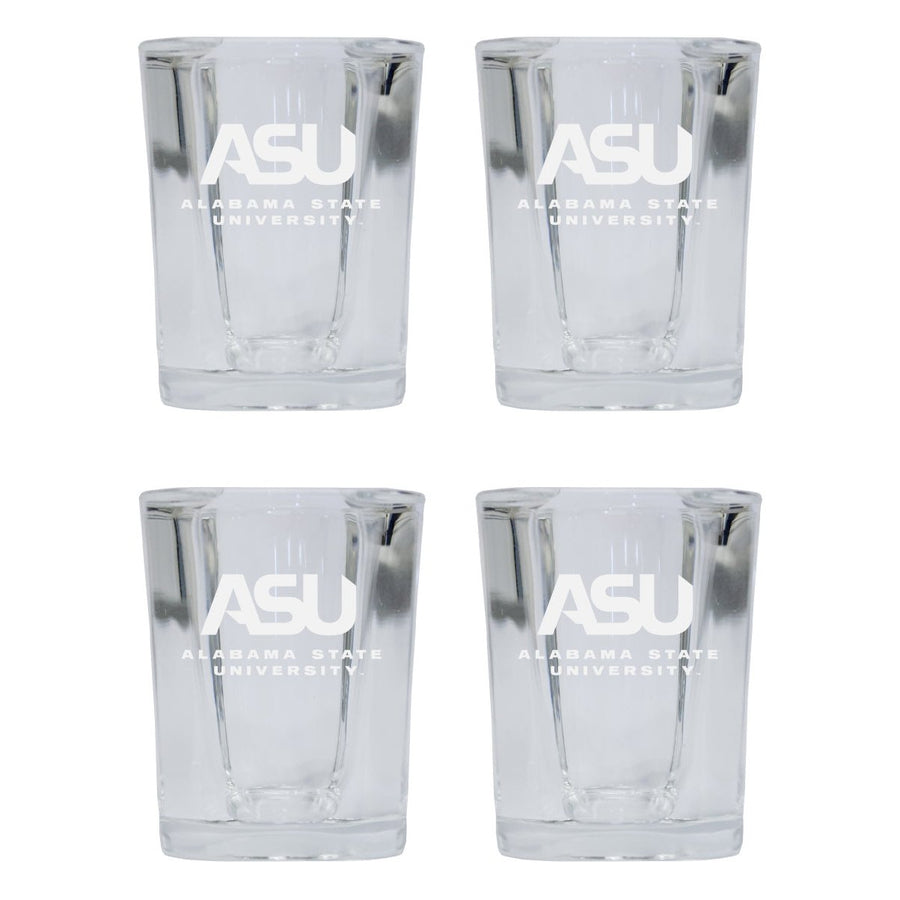 Alabama State University NCAA Collectors Edition 2oz Square Shot Glass - Laser Etched Logo 4-Pack Image 1