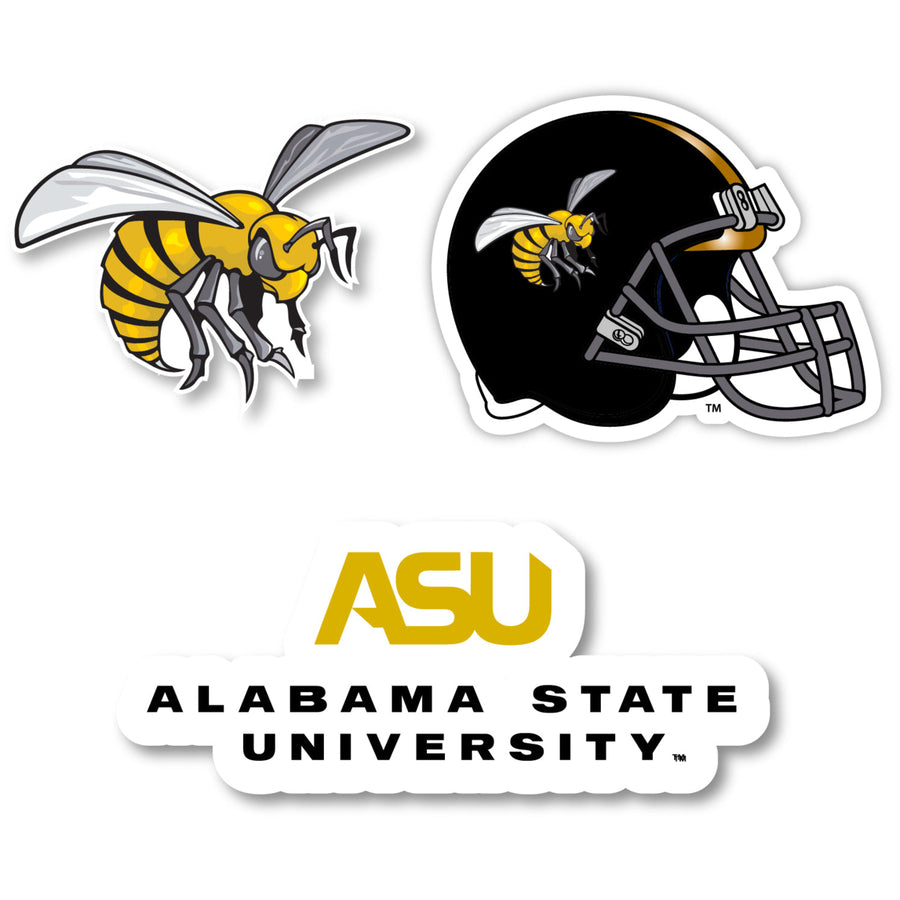 Alabama State University 3 Pack 4-Inch Each NCAA Durable School Spirit Vinyl Decal Sticker Image 1