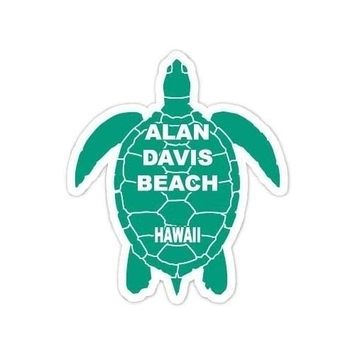 Alan Davis Beach Hawaii Souvenir 4 Inch Green Turtle Shape Decal Sticker Image 1