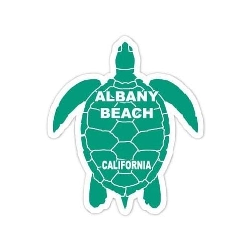 Albany Beach California Souvenir 4 Inch Green Turtle Shape Decal Sticker Image 1