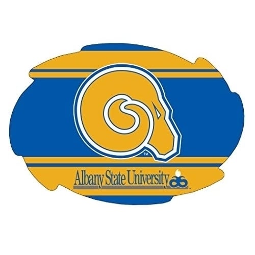 Albany State University Stripe Design Swirl Shape 5x6-Inch NCAA High-Definition Magnet - Versatile Metallic Surface Image 1