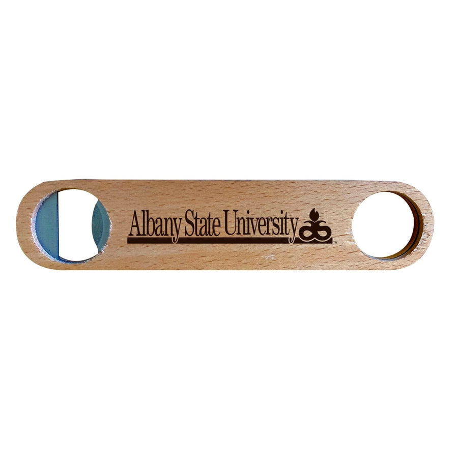 Albany State University NCAA Elegant Laser-Etched Wooden Bottle Opener - Collegiate Bar Accessory Image 1