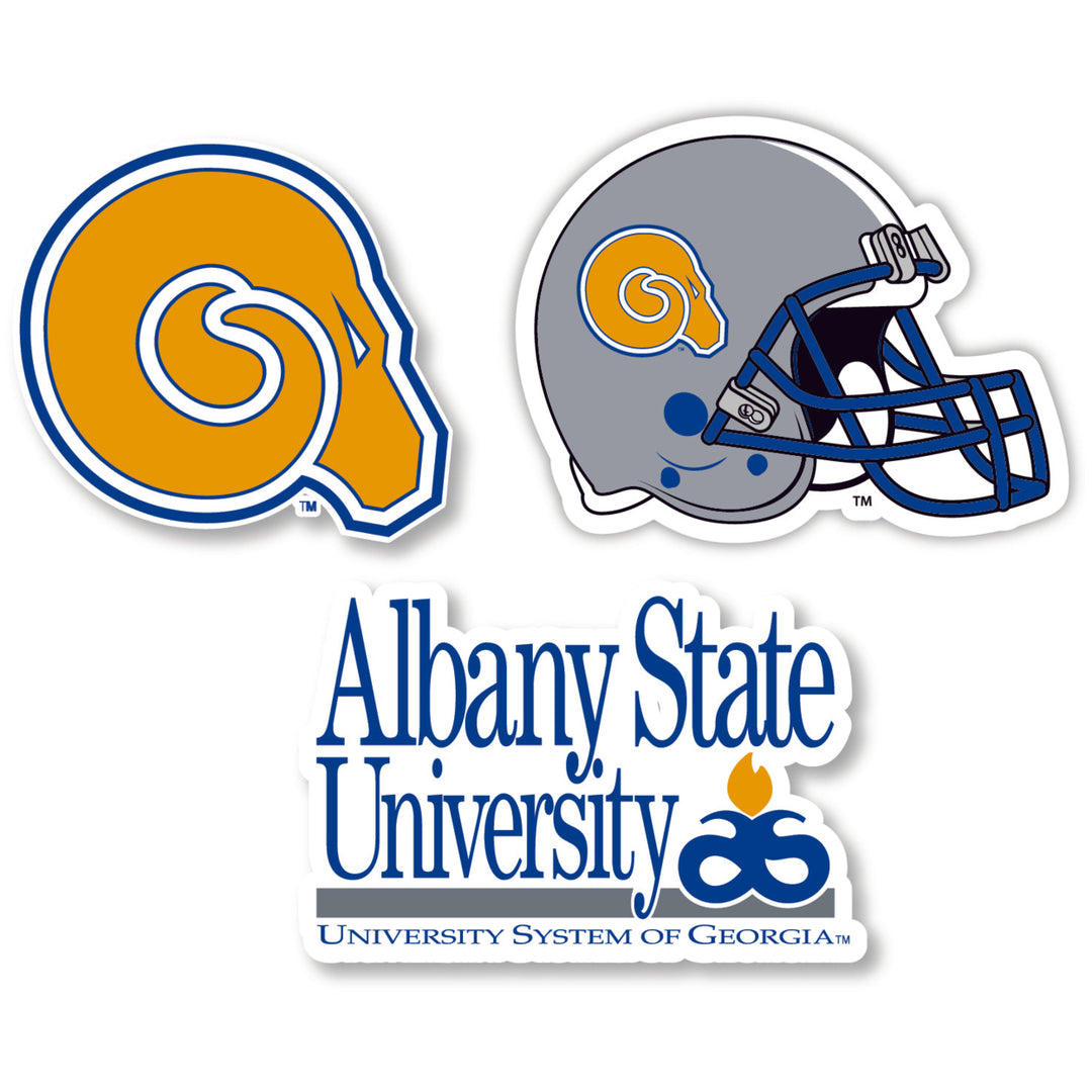 Albany State University 3 Pack 4-Inch Each NCAA Durable School Spirit Vinyl Decal Sticker Image 1